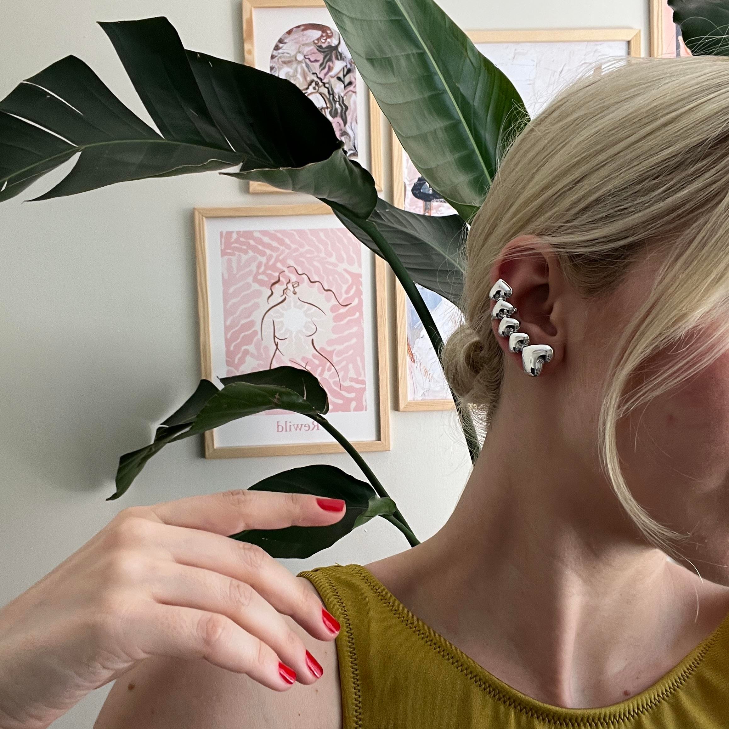 Silver Kalpli Earcuff Çift