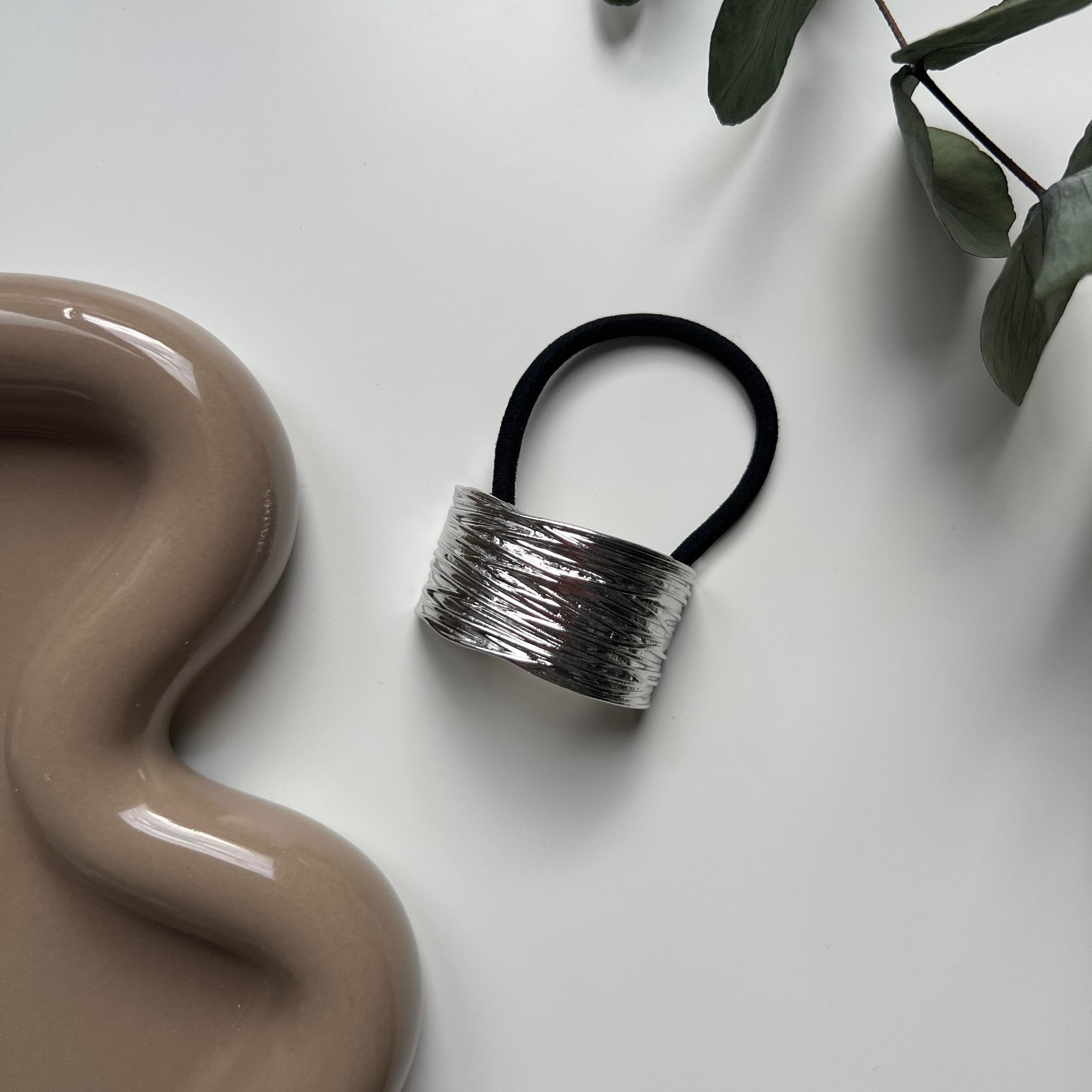 Silver Metal Ezme Lastik Toka