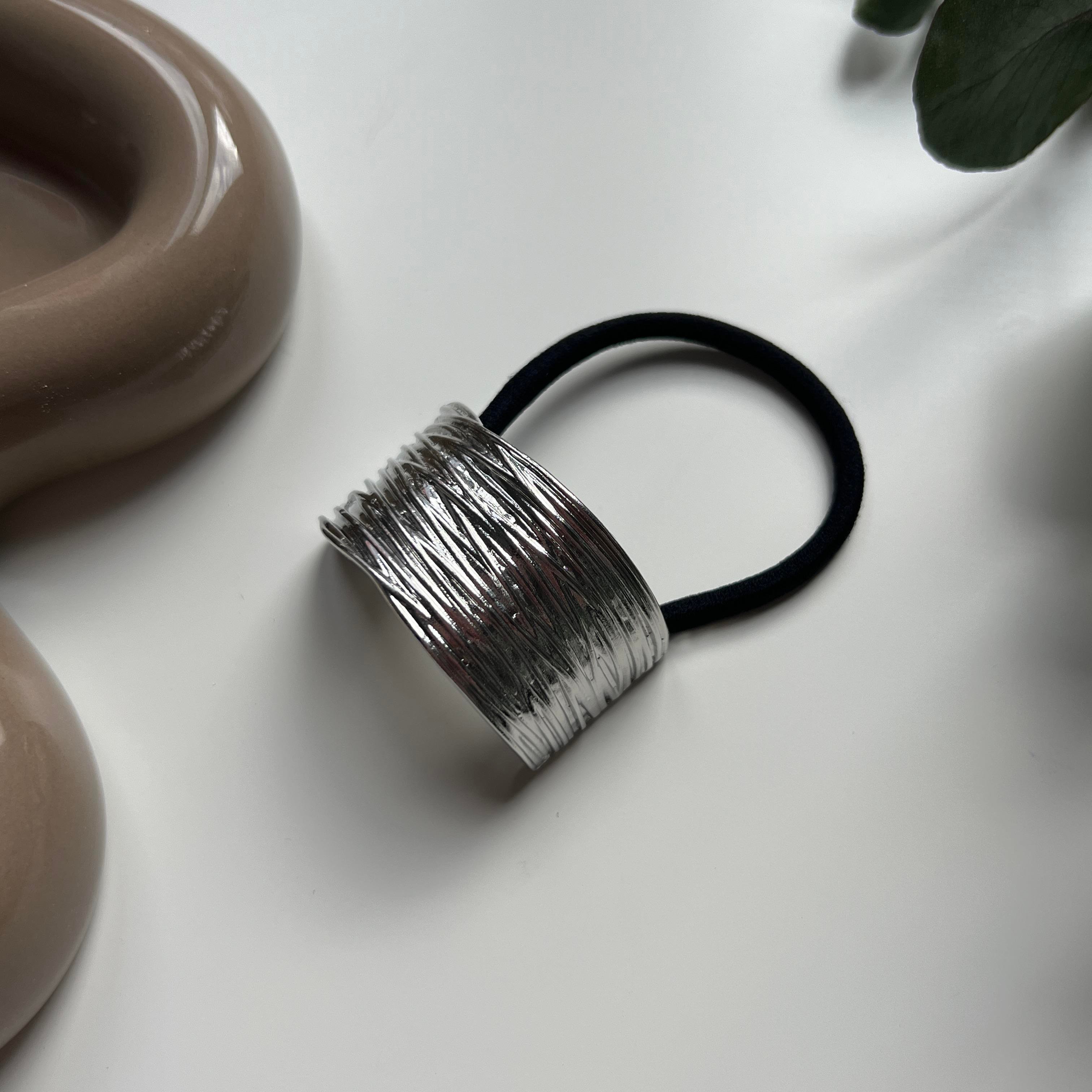 Silver Metal Ezme Lastik Toka