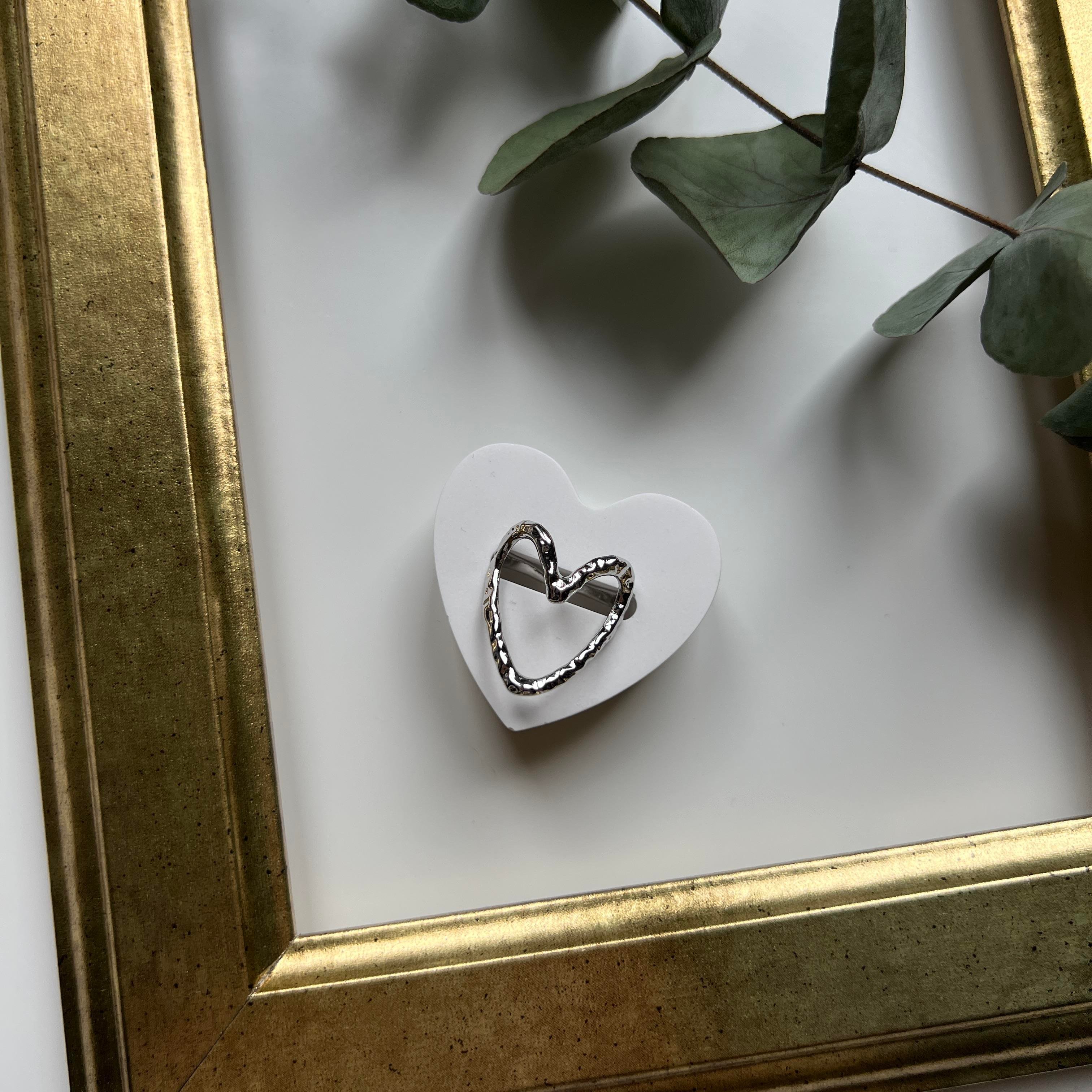 Silver Ortası Boş Kalp Yüzük