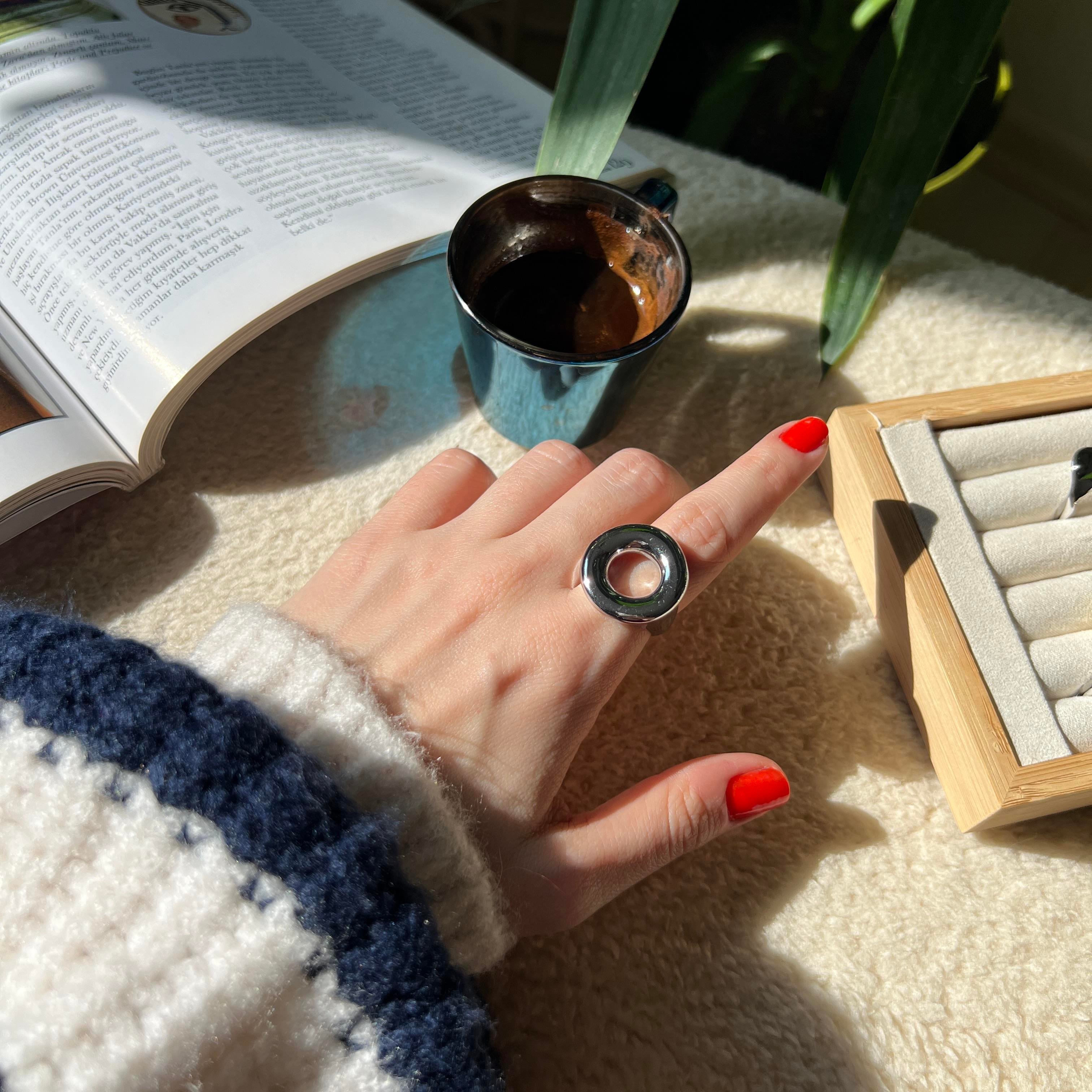 Silver Ortası Delik Yüzük