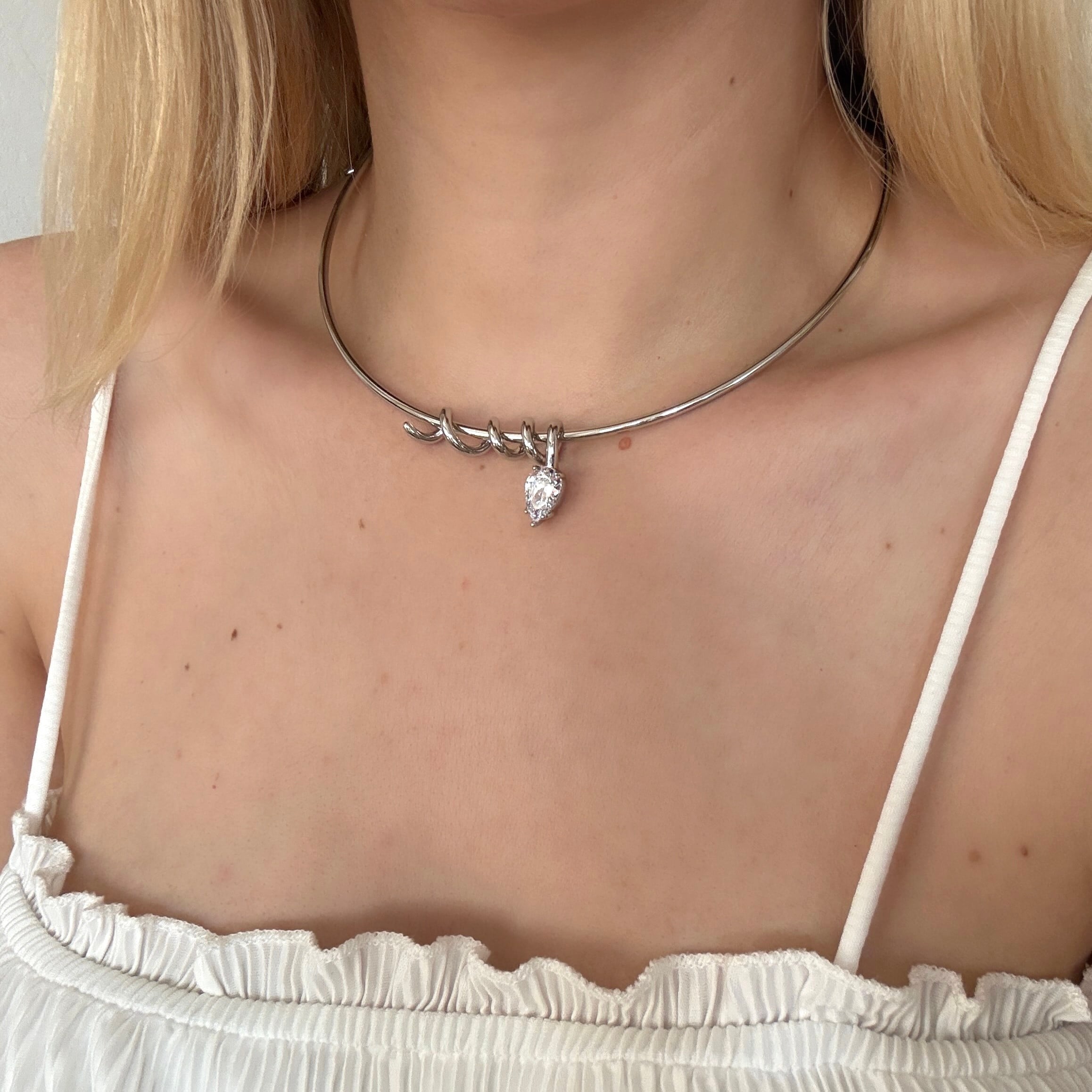 Silver Spiral Yılan Choker Kolye