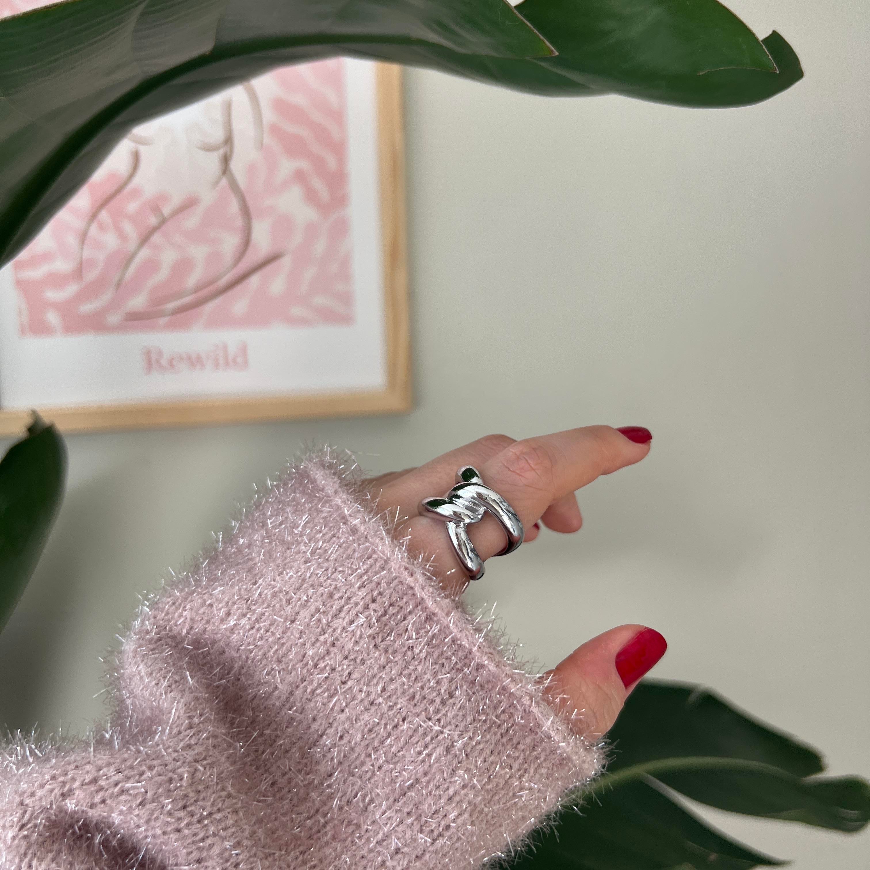 Silver Tasarım Düğüm Yüzük