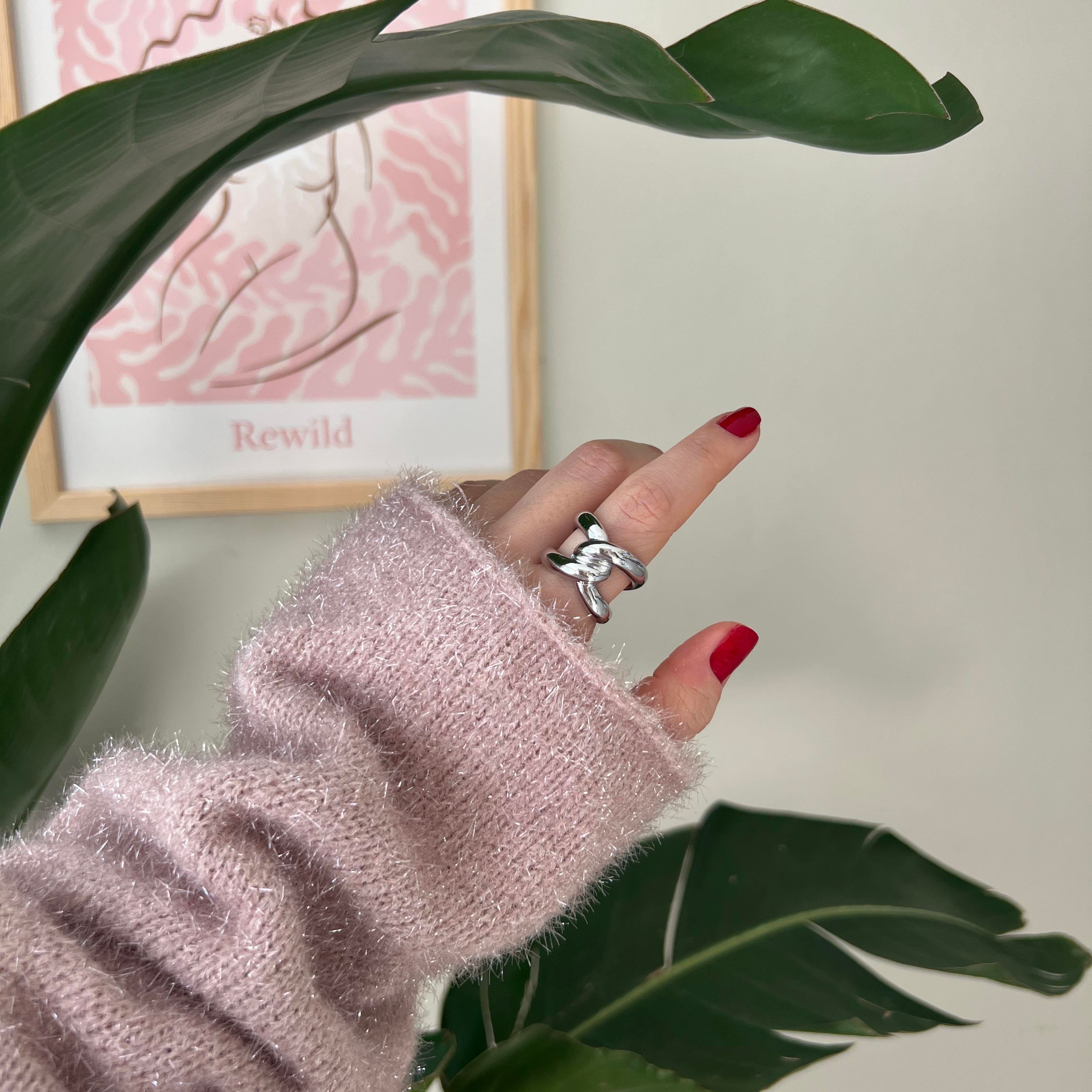 Silver Tasarım Düğüm Yüzük