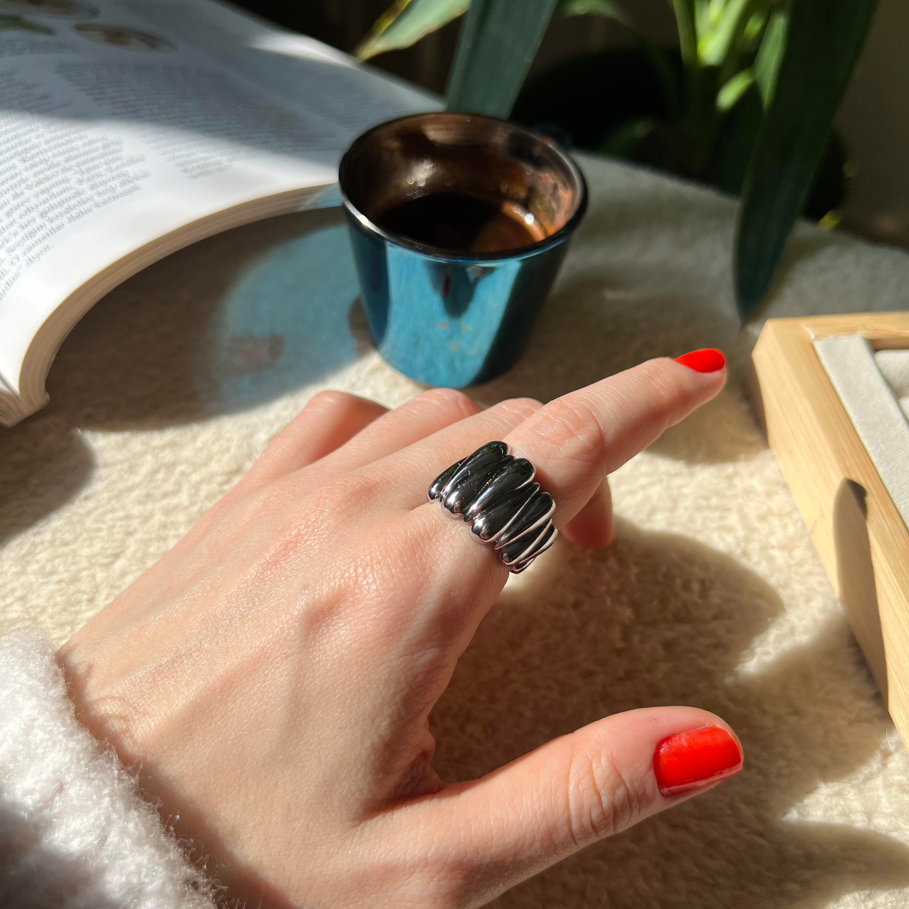 Silver Vintage Bombeli Yüzük