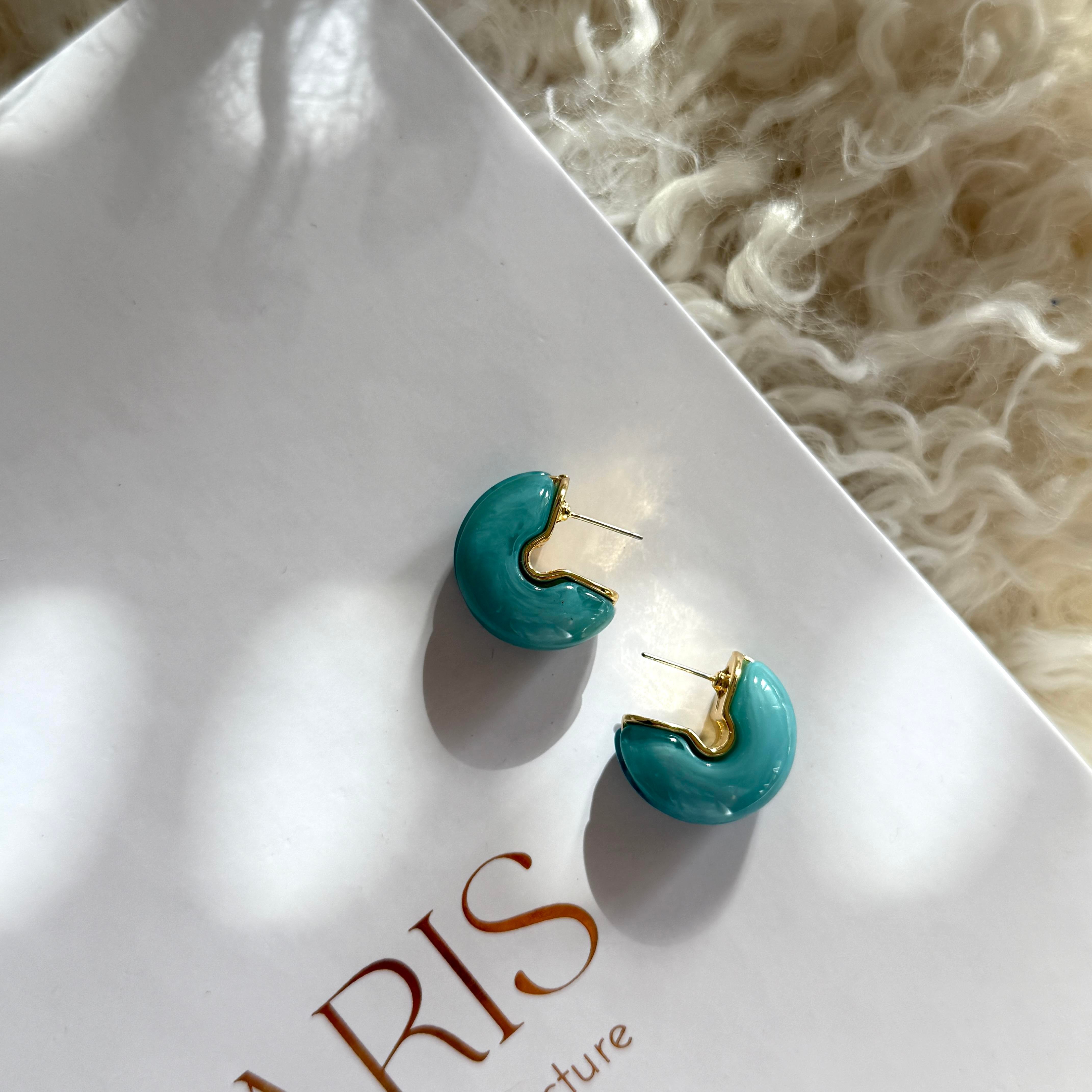 Turkuaz Kemik Halka Küpe