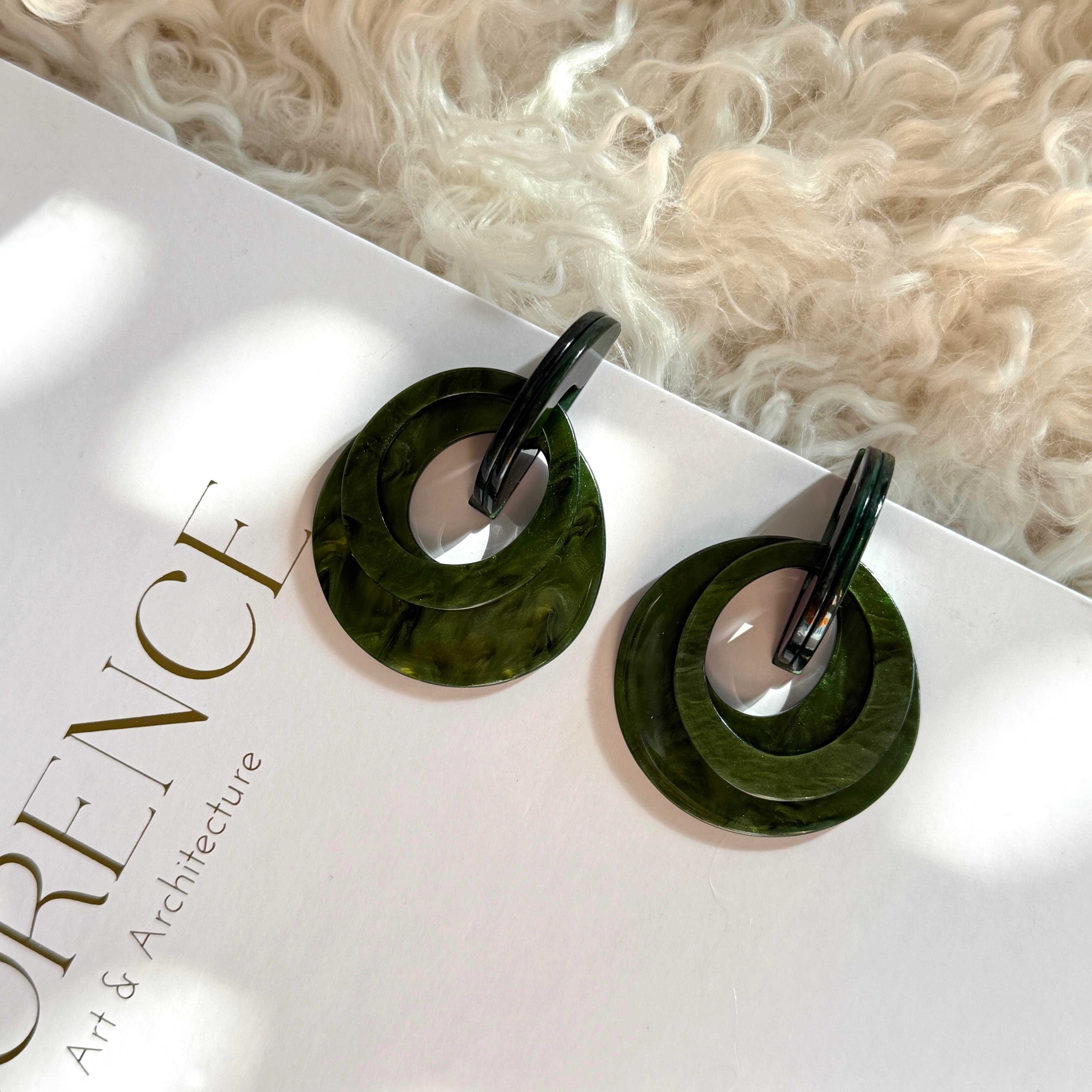 Yeşil Halkalı Akrilik Küpe