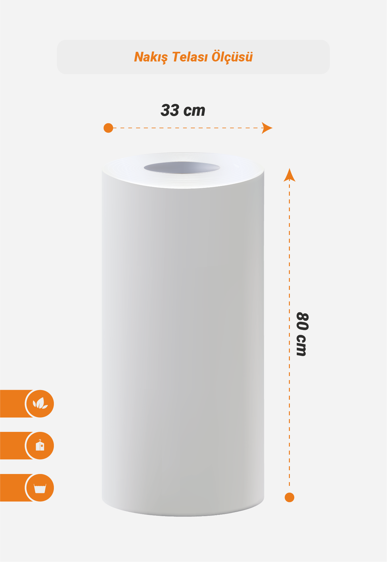 Merkür Nonwovens 503/80CM Spreyli Beyaz Nakış Telası  - 500MT