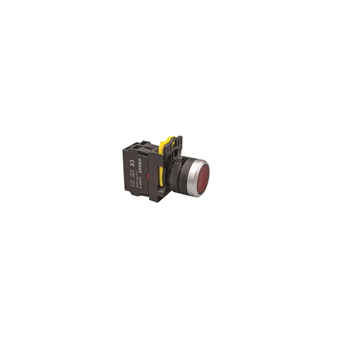 GWEST - A5-01D (KIRMIZI) 220V. LED IŞIKLI STOP BUTON - 10ADET