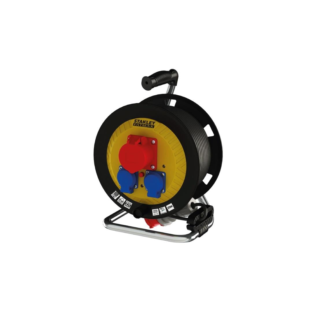 Stanley Endüstriyel IP44 1 Soket 5x16A / 2 1x16A 25 Metre Makaralı Kablo