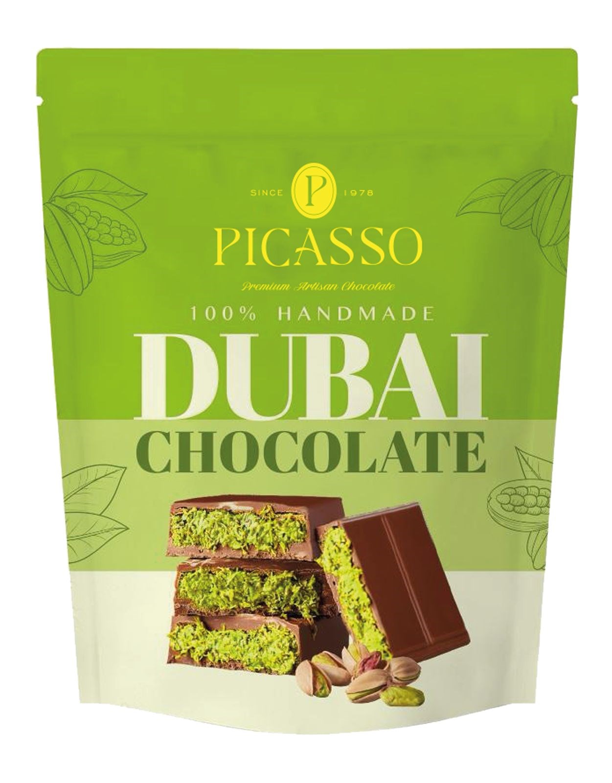 PICASSO Dubai Style Antep Fıstıklı ve Kadayıflı Sütlü Çikolata 300 GR