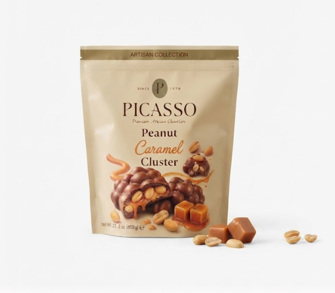 PICASSO Karamelli &Yer Fıstıklı  Dolgulu Cluster Çikolata 600 GR