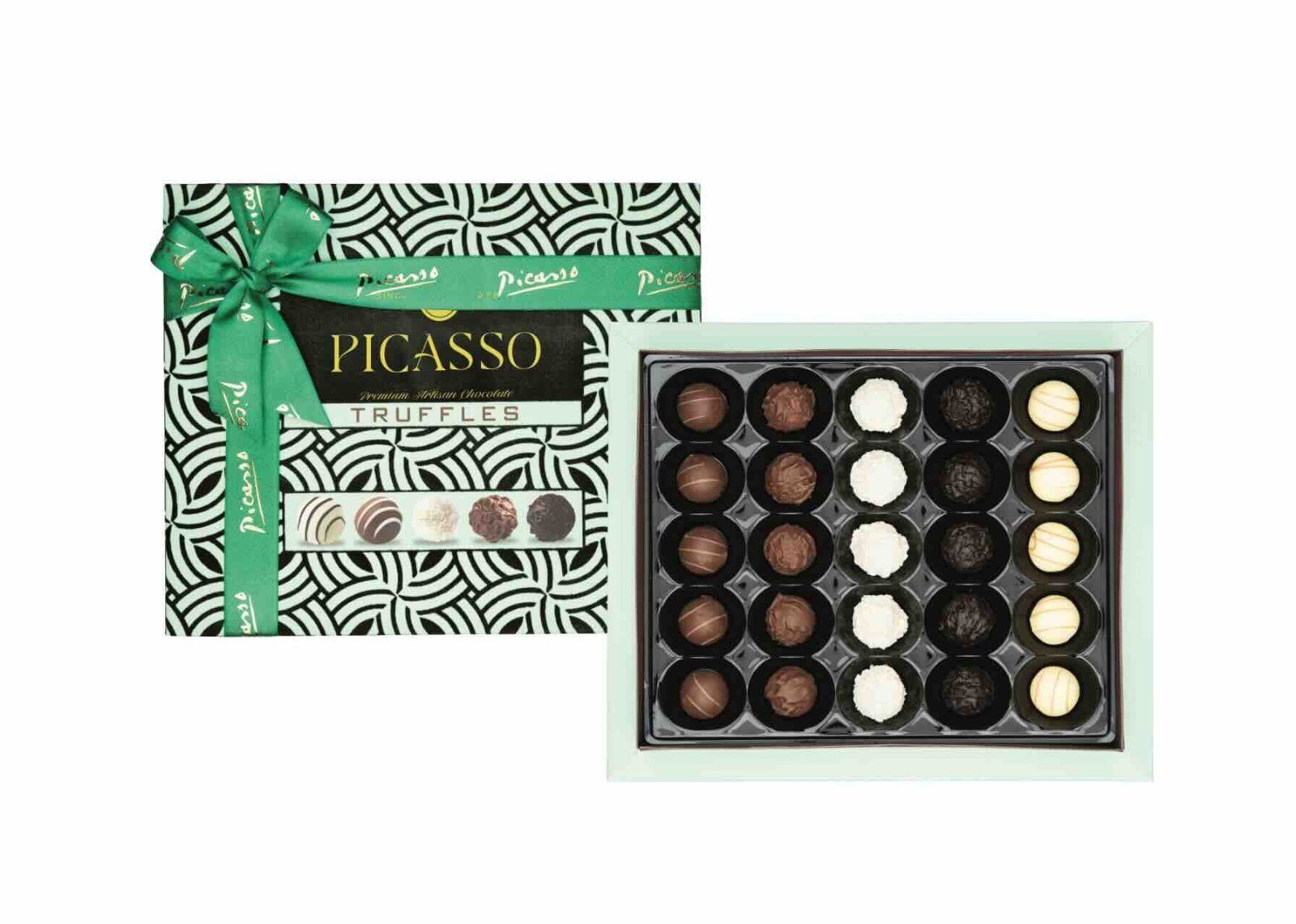 PICASSO TRUFFLE Assorted Truffe Chocolate - Green Velvet Box 