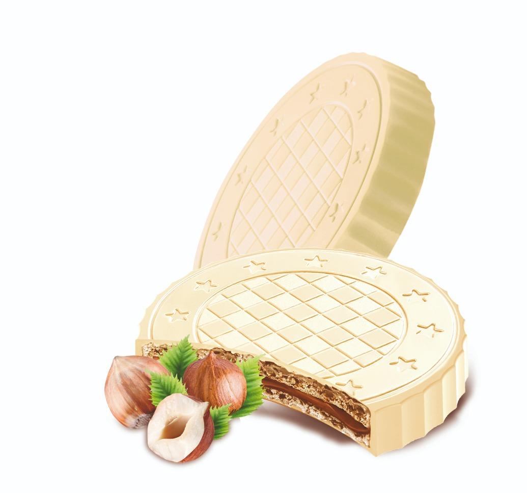 VANELLI ROUND white chocolate coated wafers 3pcs