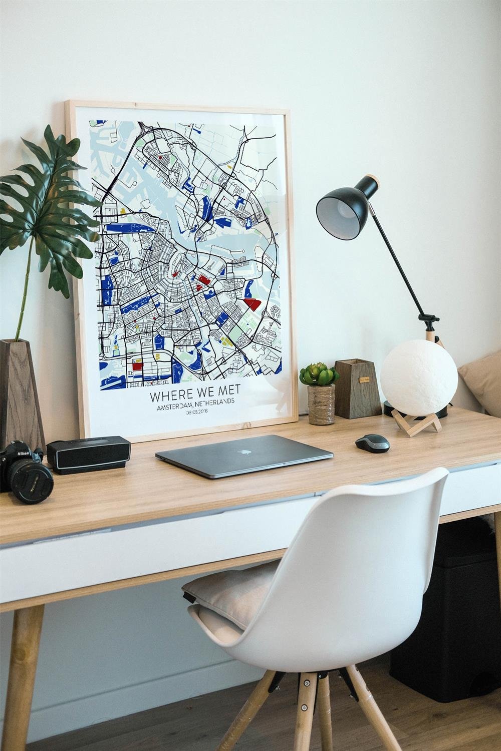 AMSTERDAM Harita Şehir Siyah Çerçeve Fine art Print Baskı Tablo Duvar Dekorasyon ürünü Poster