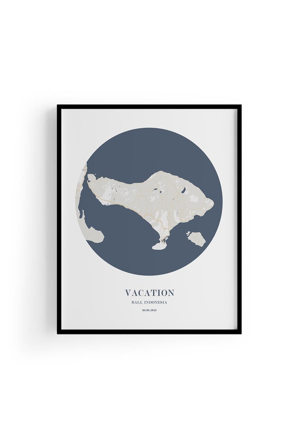 BALI Harita Şehir Beyaz Çerçeve Fine art Print Baskı Tablo Duvar Dekorasyon ürünü Poster