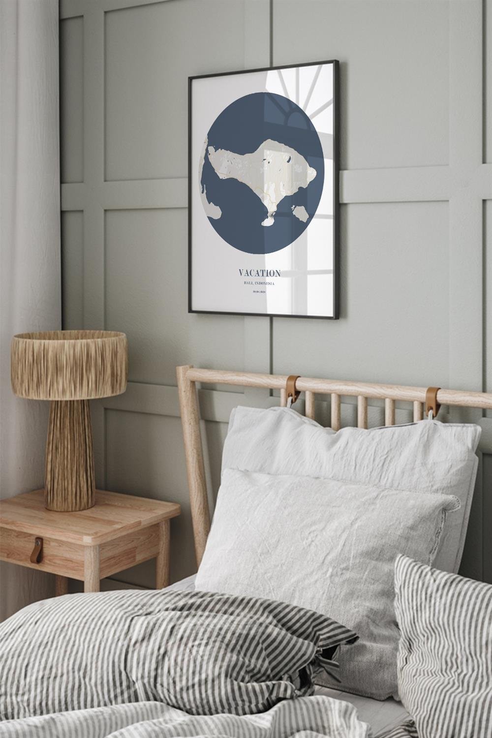 BALI Harita Şehir Beyaz Çerçeve Fine art Print Baskı Tablo Duvar Dekorasyon ürünü Poster