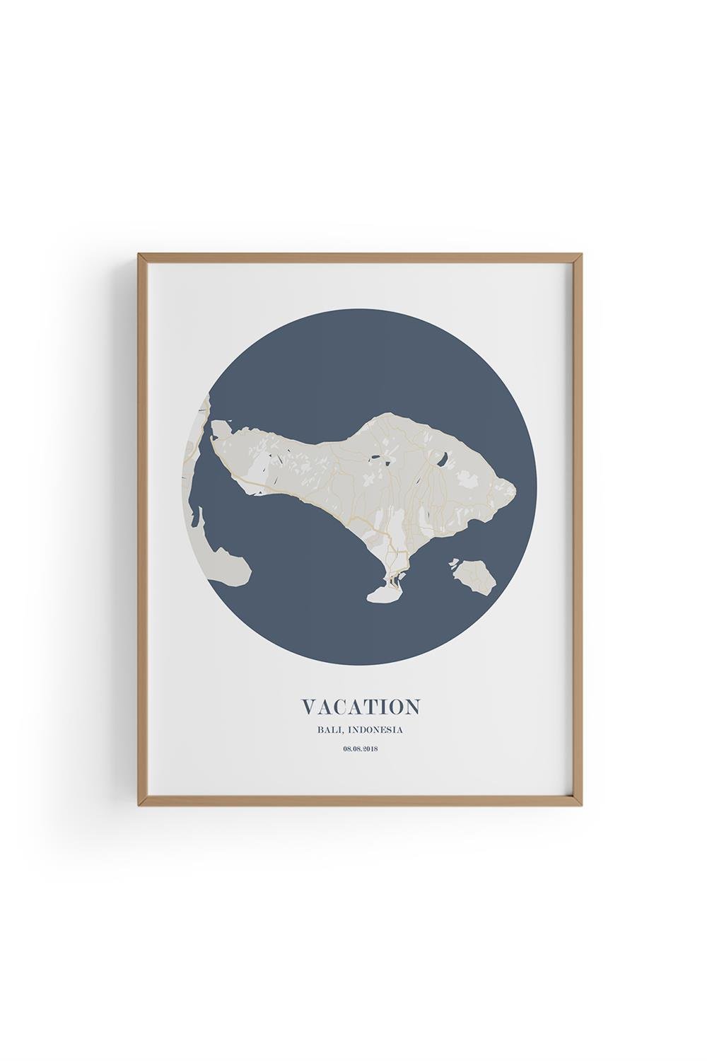 BALI Harita Şehir Beyaz Çerçeve Fine art Print Baskı Tablo Duvar Dekorasyon ürünü Poster