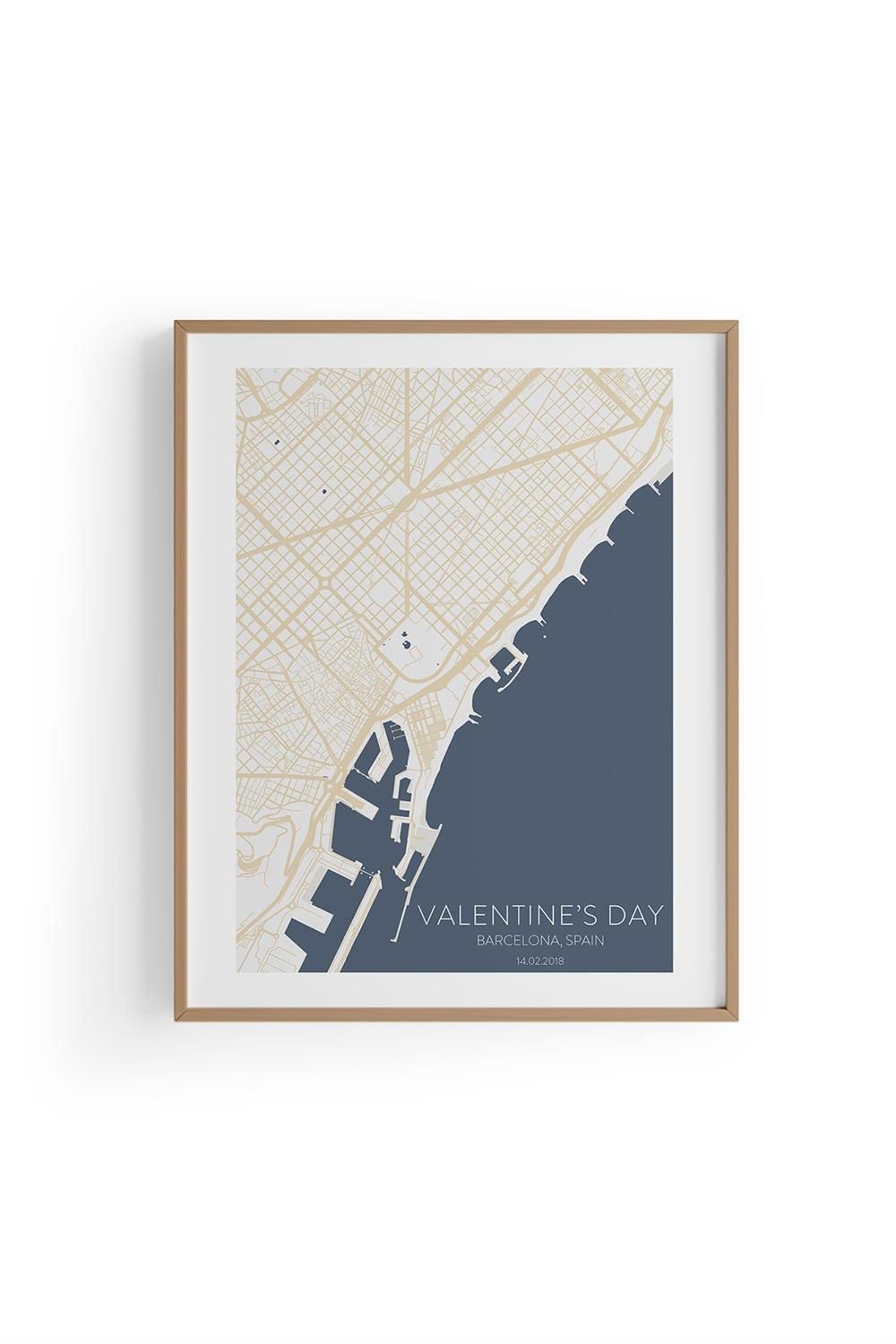 BARCELONA Harita Şehir Beyaz Çerçeve Fine art Print Baskı Tablo Duvar Dekorasyon ürünü Poster