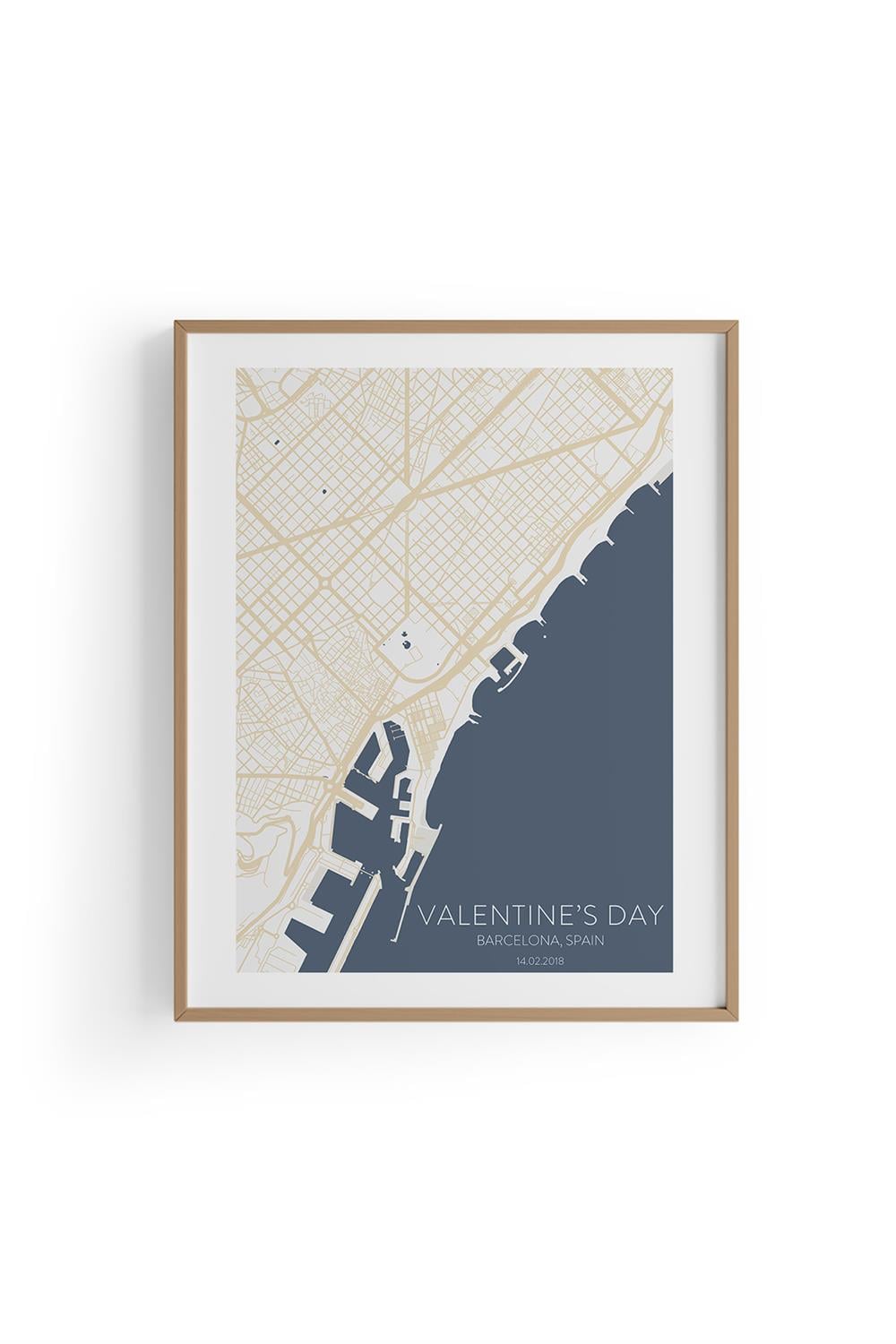 BARCELONA Harita Şehir Beyaz Çerçeve Fine art Print Baskı Tablo Duvar Dekorasyon ürünü Poster