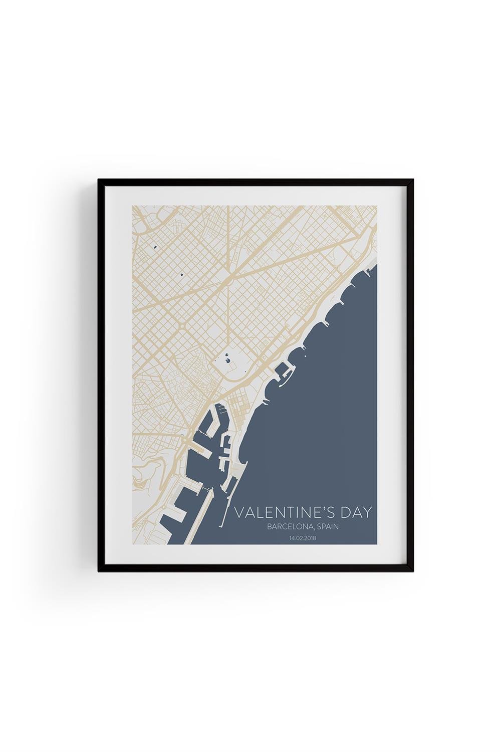 BARCELONA Harita Şehir Beyaz Çerçeve Fine art Print Baskı Tablo Duvar Dekorasyon ürünü Poster