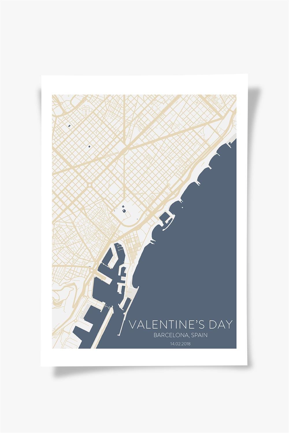 BARCELONA Harita Şehir Beyaz Çerçeve Fine art Print Baskı Tablo Duvar Dekorasyon ürünü Poster