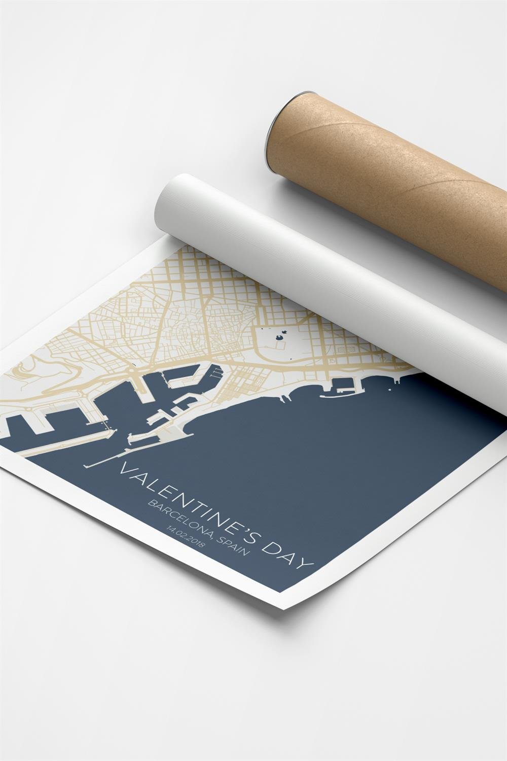 BARCELONA Harita Şehir Beyaz Çerçeve Fine art Print Baskı Tablo Duvar Dekorasyon ürünü Poster