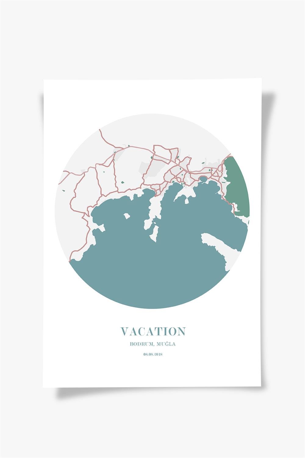 BODRUM Harita Şehir Beyaz Çerçeve Fine art Print Baskı Tablo Duvar Dekorasyon ürünü Poster