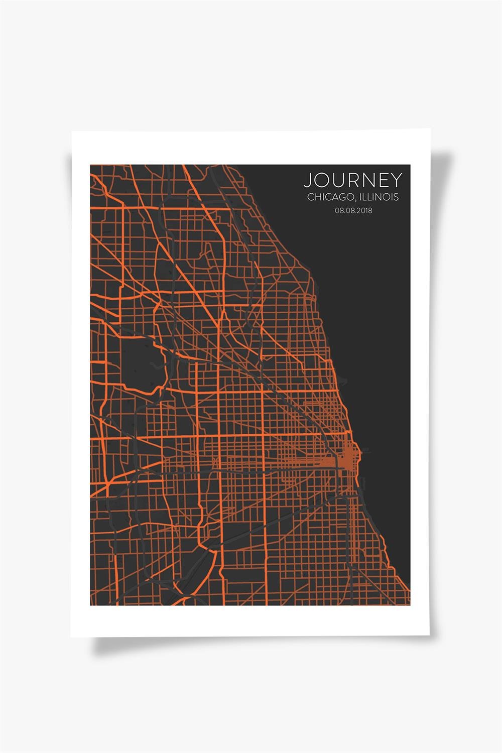 CHICAGO Harita Şehir Fine art Print Baskı Tablo Duvar Dekorasyon ürünü Çerçevesiz Poster