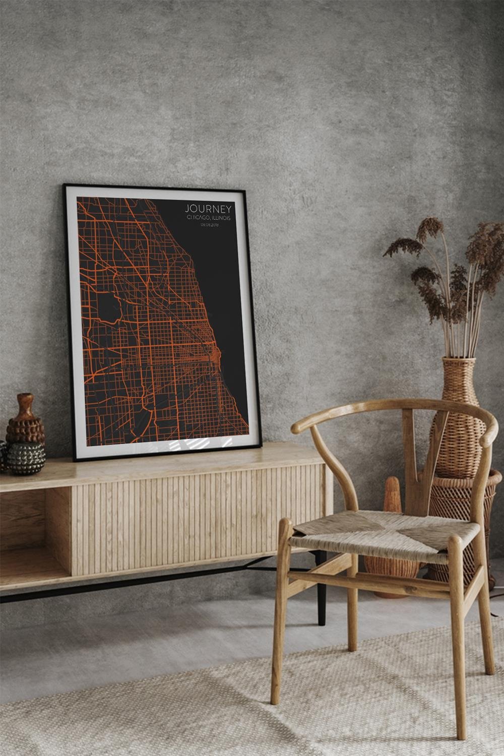 CHICAGO Harita Şehir Fine art Print Baskı Tablo Duvar Dekorasyon ürünü Çerçevesiz Poster