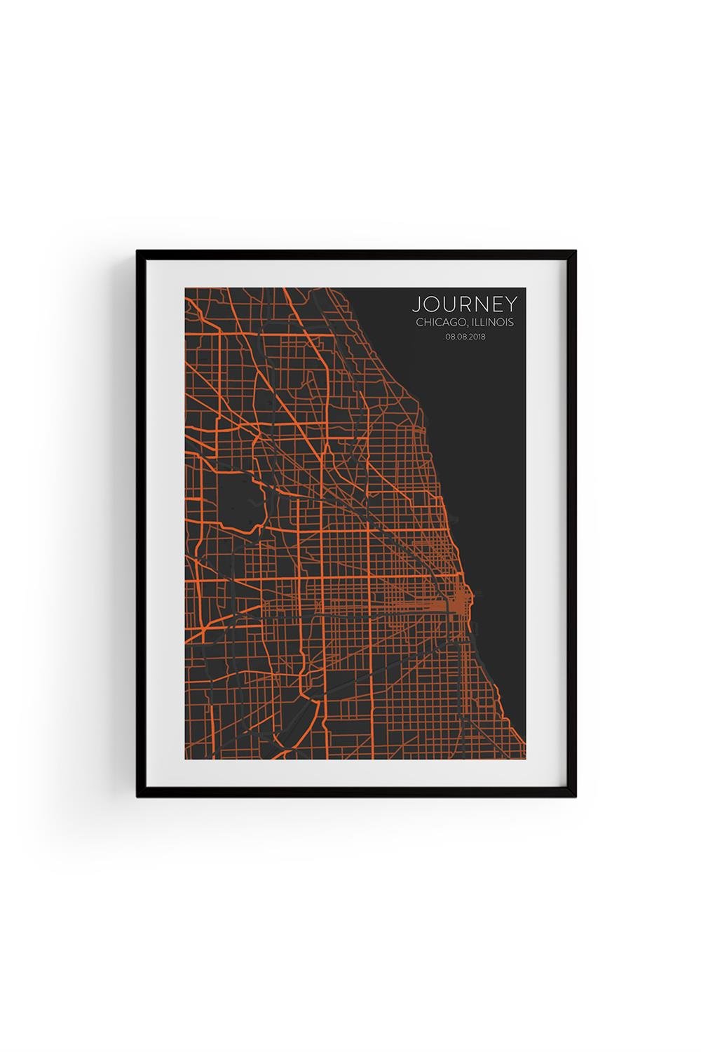CHICAGO Harita Şehir Fine art Print Baskı Tablo Duvar Dekorasyon ürünü Çerçevesiz Poster