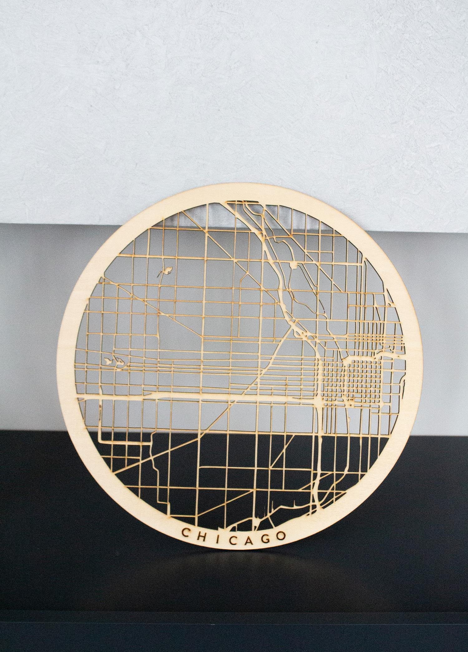 Chicago Wooden City Map