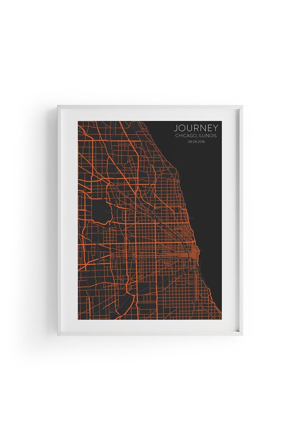 CHICAGO Harita Şehir Fine art Print Baskı Tablo Duvar Dekorasyon ürünü Çerçevesiz Poster