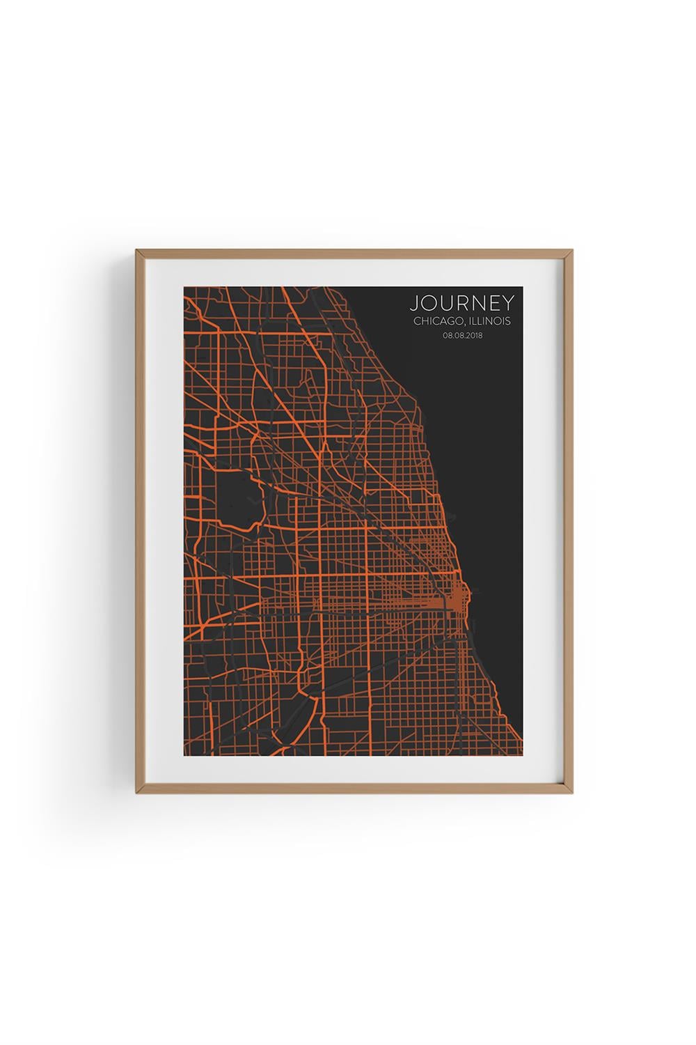 CHICAGO Harita Şehir Fine art Print Baskı Tablo Duvar Dekorasyon ürünü Çerçevesiz Poster