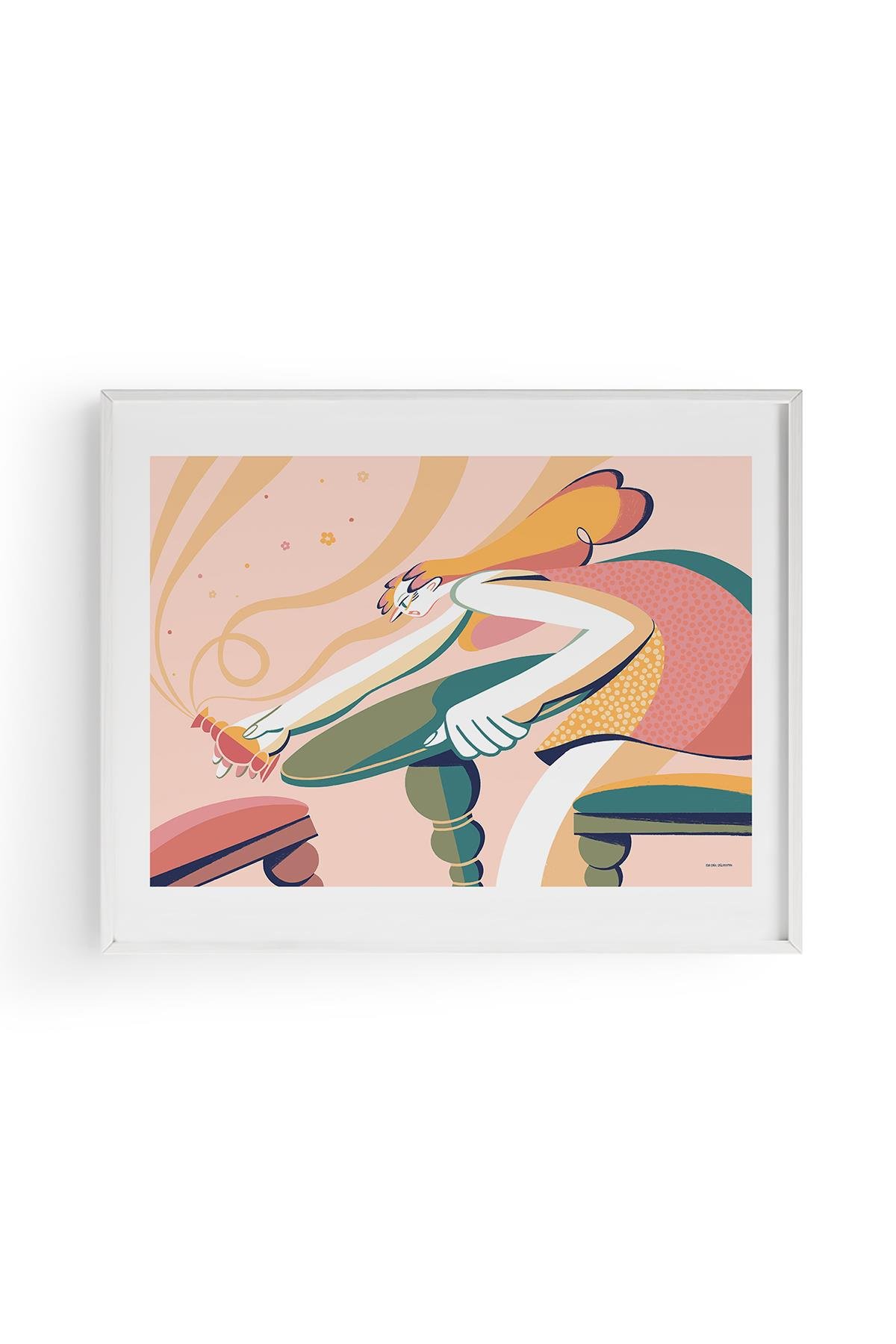 NO:5 İllüstrasyon Fine art Print Baskı Tablo Duvar Dekorasyon ürünü  Siyah Çerçeveli