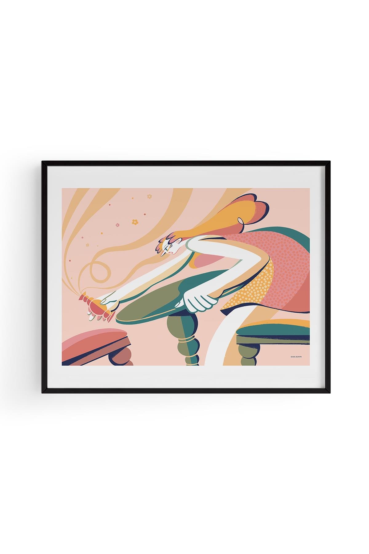 NO:5 İllüstrasyon Fine art Print Baskı Tablo Duvar Dekorasyon ürünü  Siyah Çerçeveli