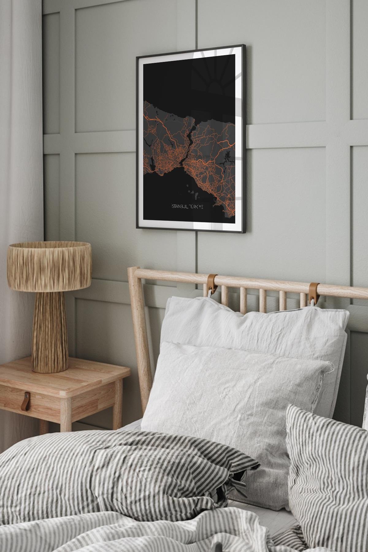 ISTANBUL Harita Şehir Beyaz Çerçeve Fine art Print Baskı Tablo Duvar Dekorasyon ürünü Poster