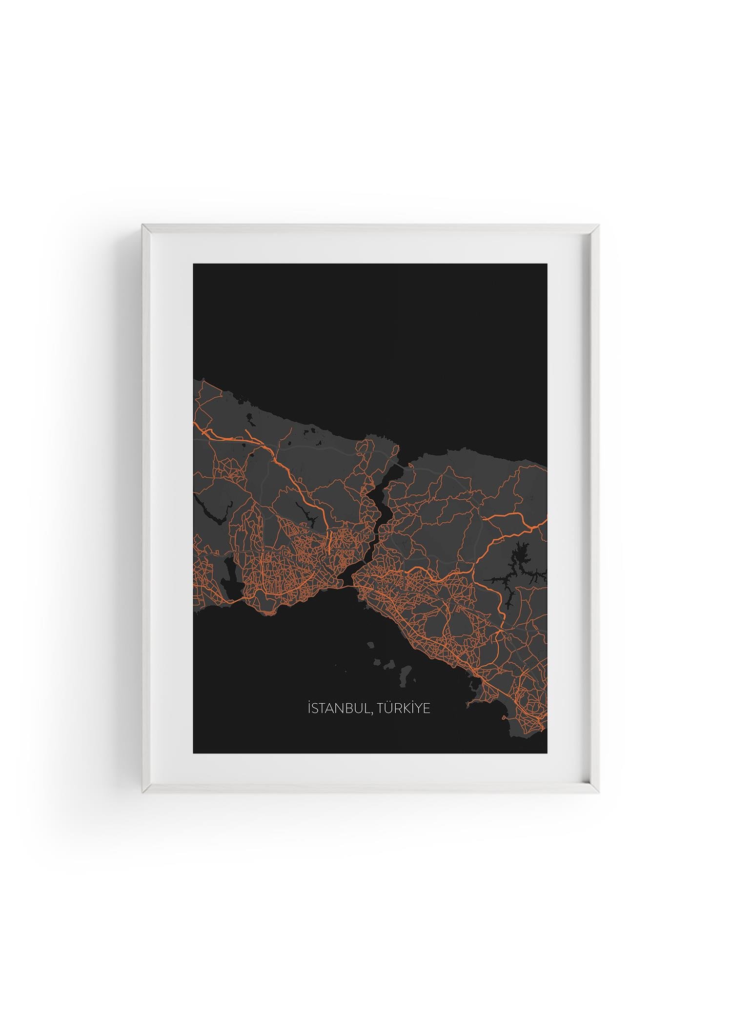 ISTANBUL Harita Şehir Beyaz Çerçeve Fine art Print Baskı Tablo Duvar Dekorasyon ürünü Poster