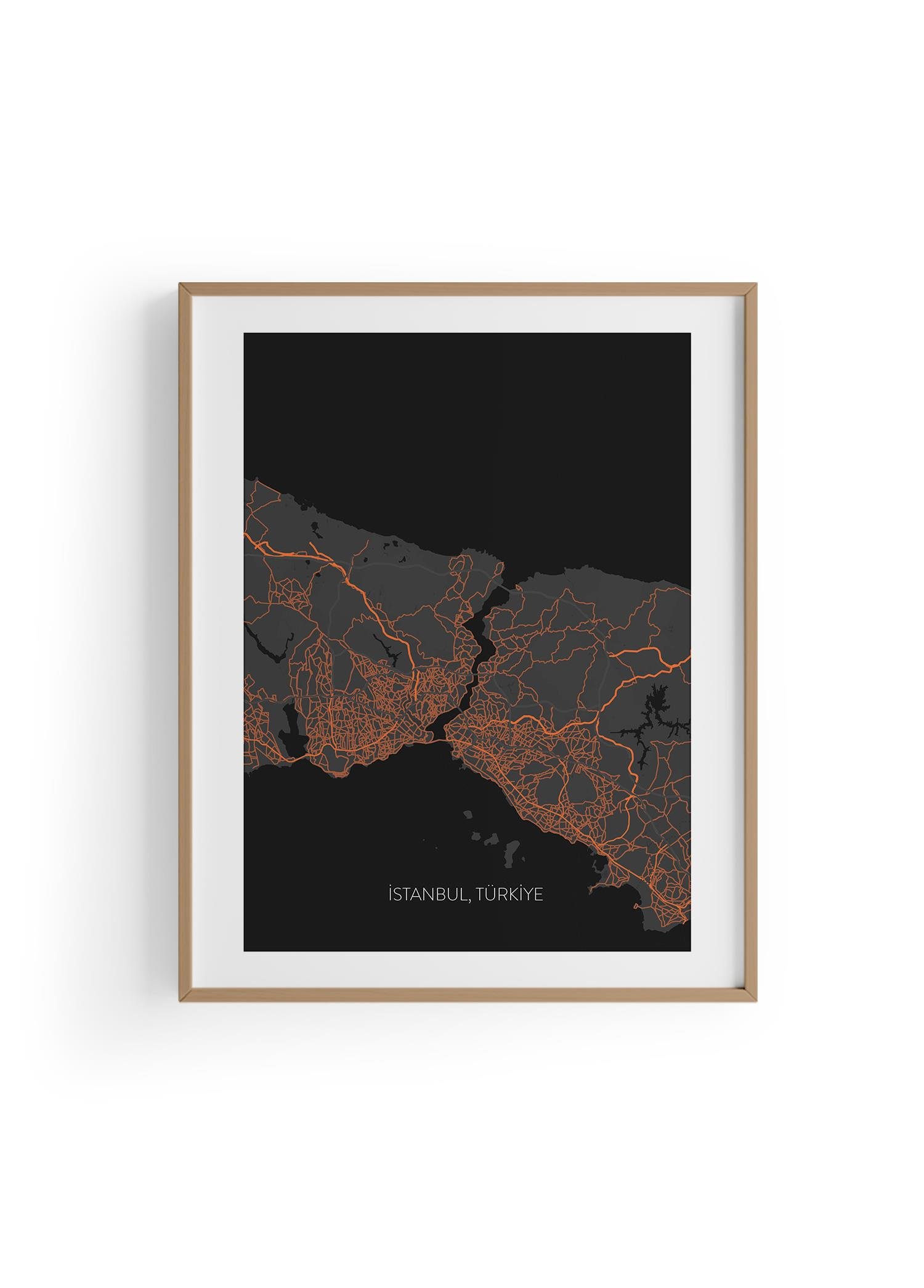ISTANBUL Harita Şehir Beyaz Çerçeve Fine art Print Baskı Tablo Duvar Dekorasyon ürünü Poster
