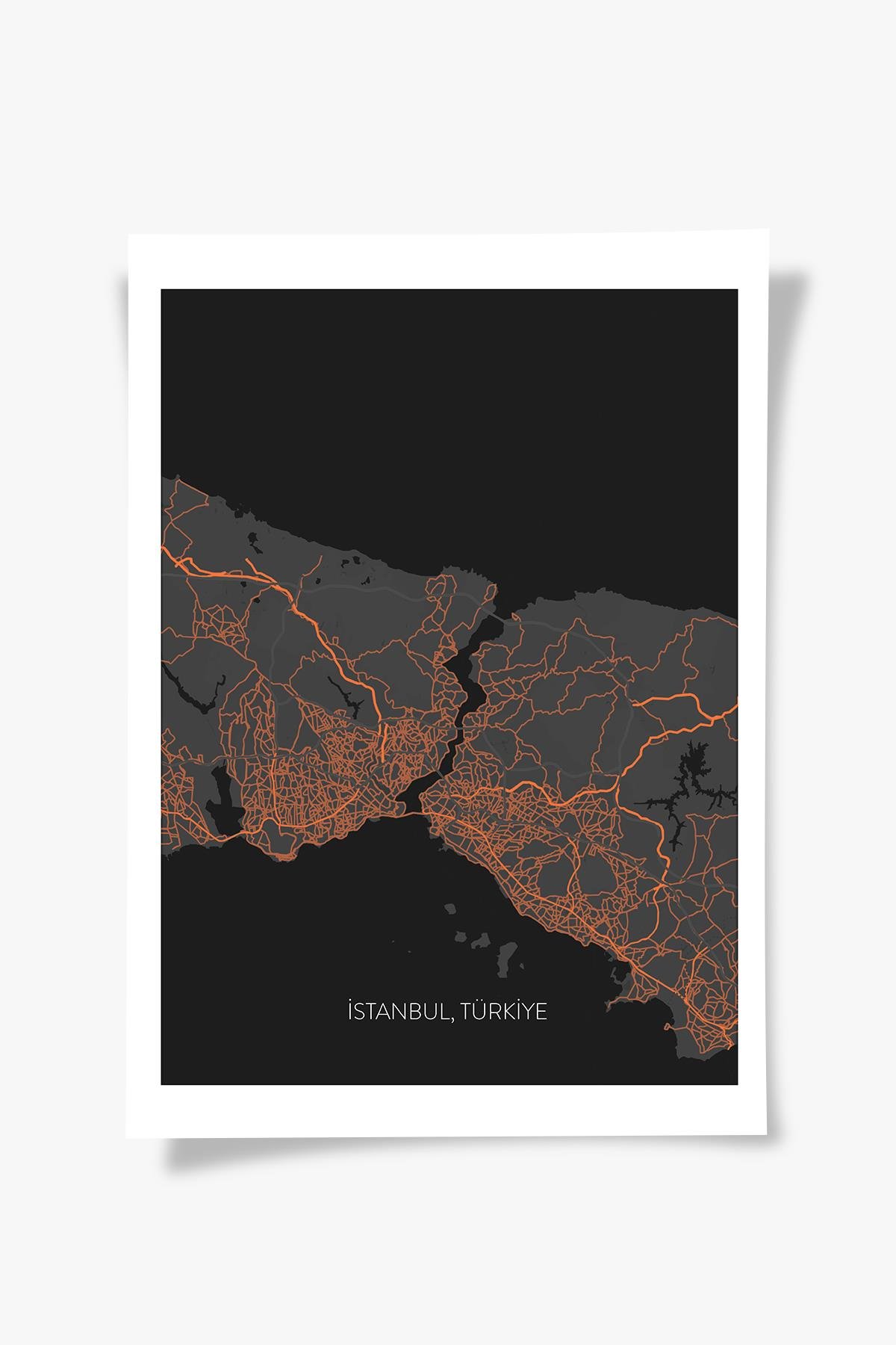 ISTANBUL Harita Şehir Beyaz Çerçeve Fine art Print Baskı Tablo Duvar Dekorasyon ürünü Poster