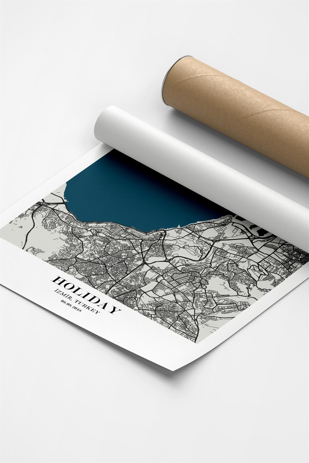 İZMİR Harita Şehir Siyah Çerçeve Fine art Print Baskı Tablo Duvar Dekorasyon ürünü  Poster