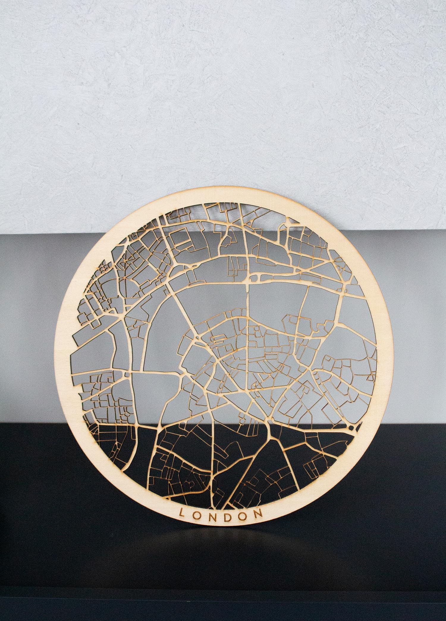 London Wooden City Map