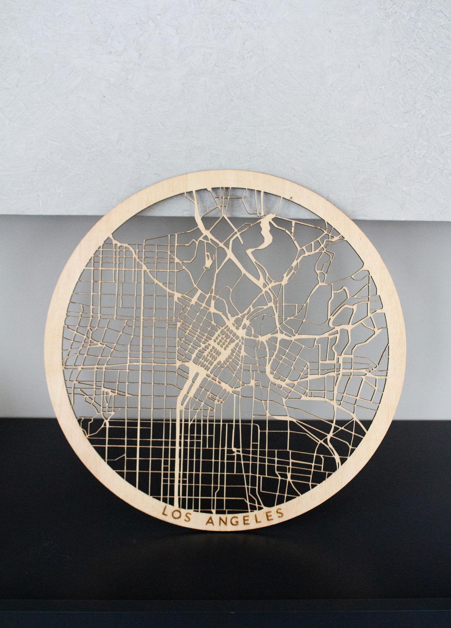 Los Angeles Wooden City Map