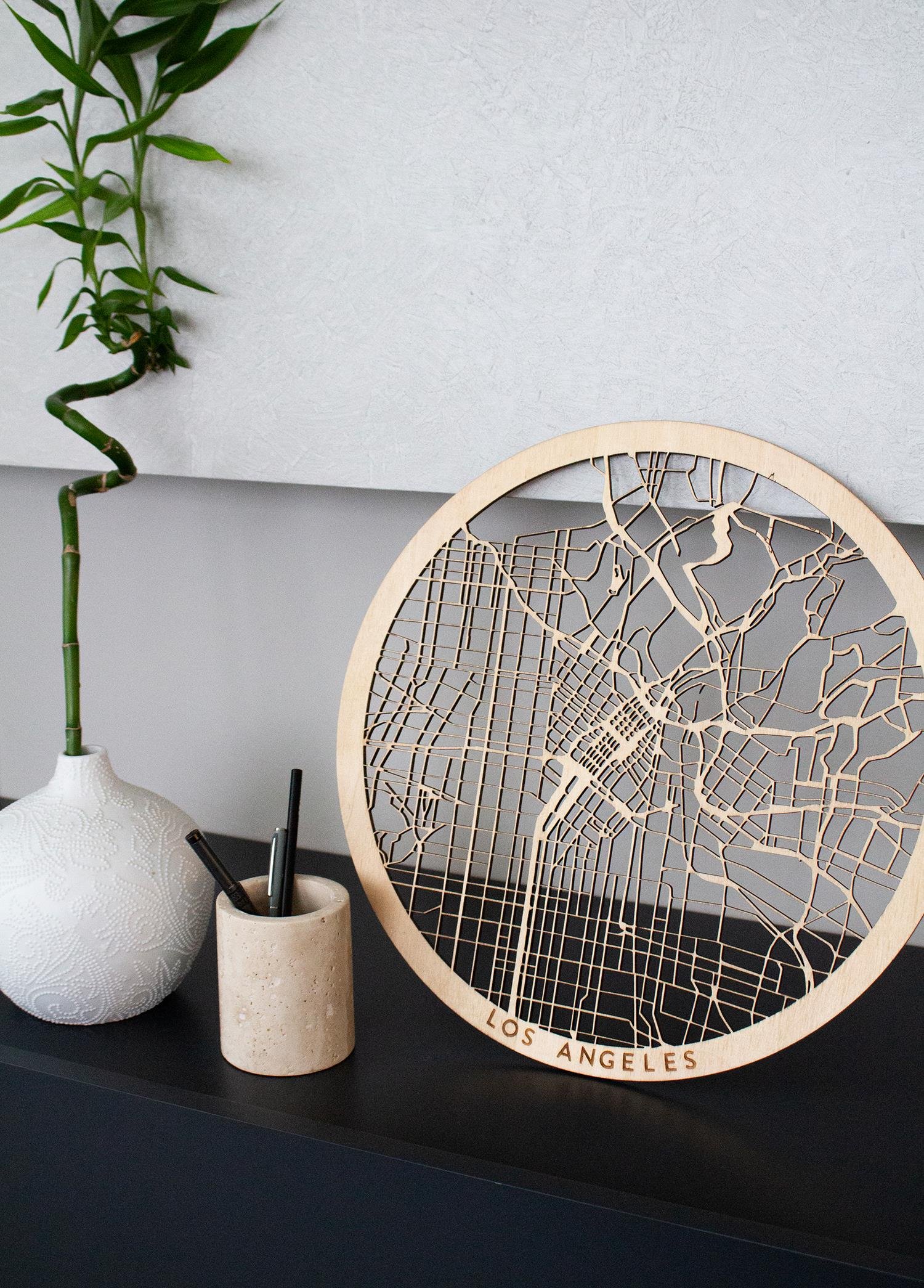 Los Angeles Wooden City Map