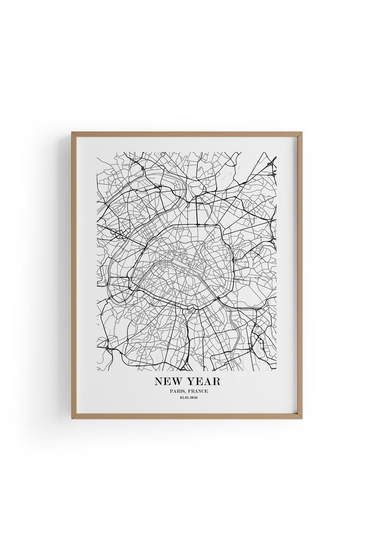 PARIS Harita Şehir Ahşap Çerçeve Fine art Print Baskı Tablo Duvar Dekorasyon ürünü Poster
