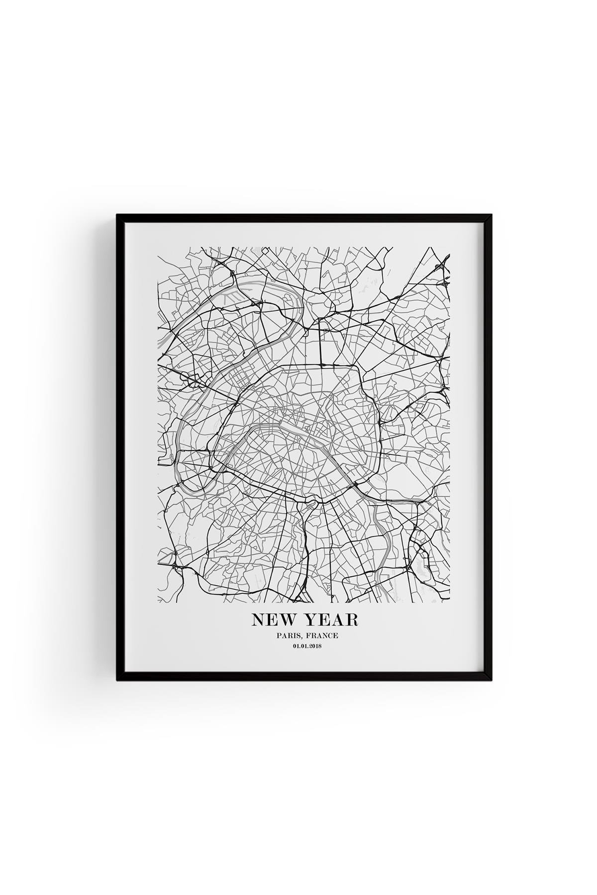 PARIS Harita Şehir Ahşap Çerçeve Fine art Print Baskı Tablo Duvar Dekorasyon ürünü Poster