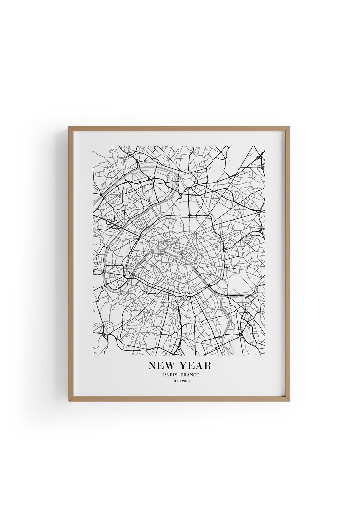 PARIS Harita Şehir Ahşap Çerçeve Fine art Print Baskı Tablo Duvar Dekorasyon ürünü Poster