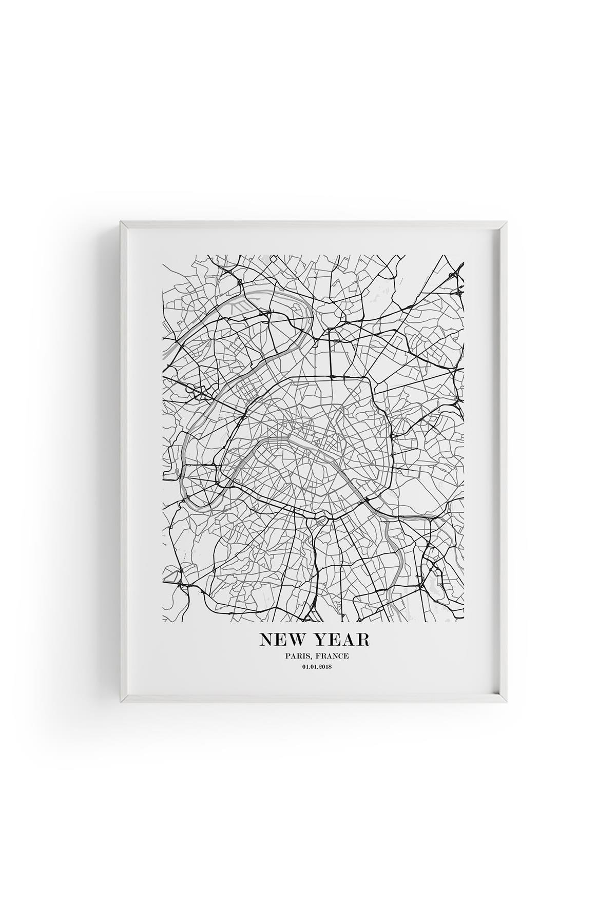 PARIS Harita Şehir Ahşap Çerçeve Fine art Print Baskı Tablo Duvar Dekorasyon ürünü Poster
