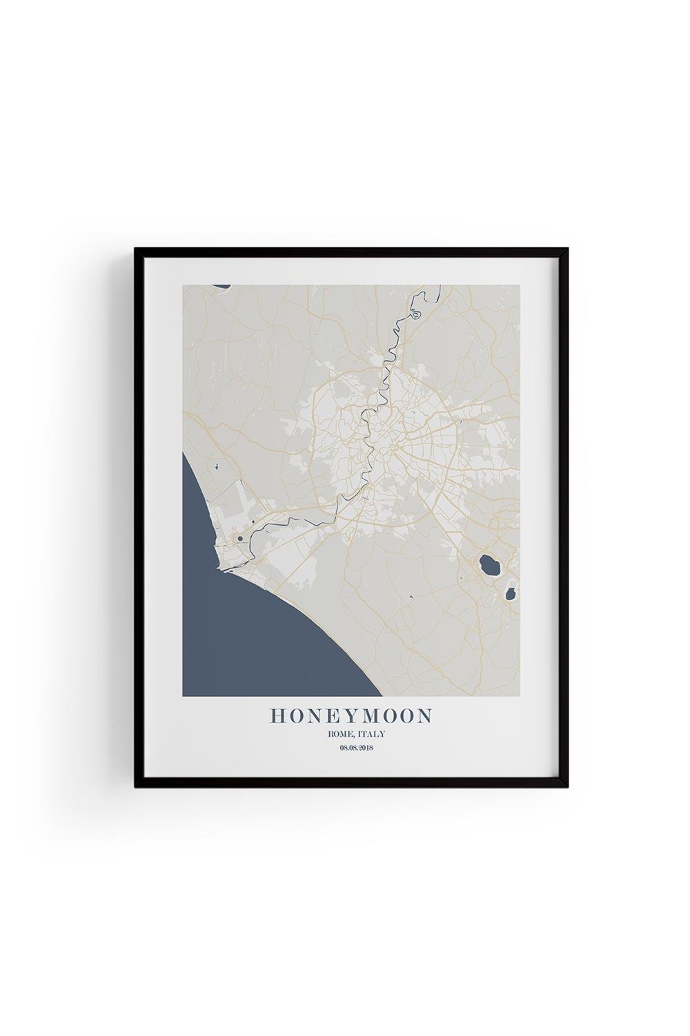 ROMA  Harita Şehir Siyah Çerçeve Fine art Print Baskı Tablo Duvar Dekorasyon ürünü Poster