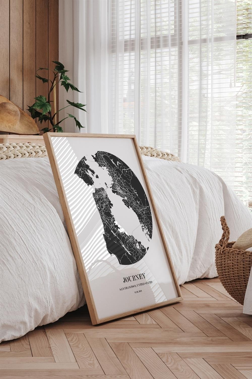 SAN FRANCISCO Harita Siyah Çerçeve Fine art Print Baskı Tablo Duvar Dekorasyon ürünü Poster